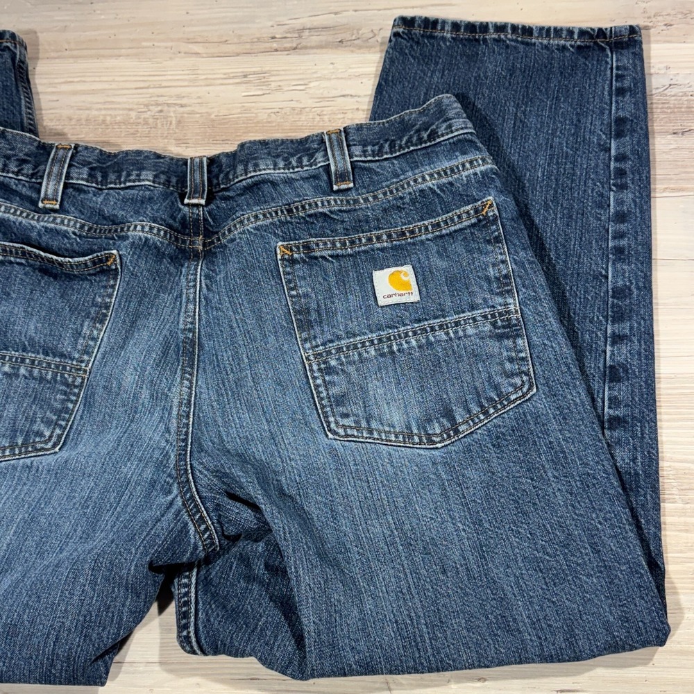 Men's Carhartt BD5119-M Relaxed Fit Jeans 35x28 (Actual 33x26.5) Blue Denim
